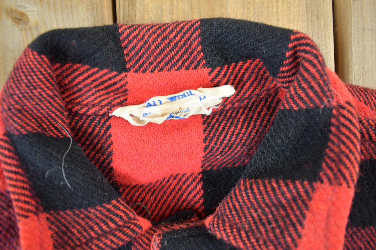Vintage 1960s Buffalo Plaid Button Up Flannel Shirt