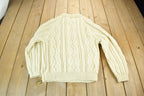 Vintage 1970s Hand Knit Cable Knit Crewneck Sweater