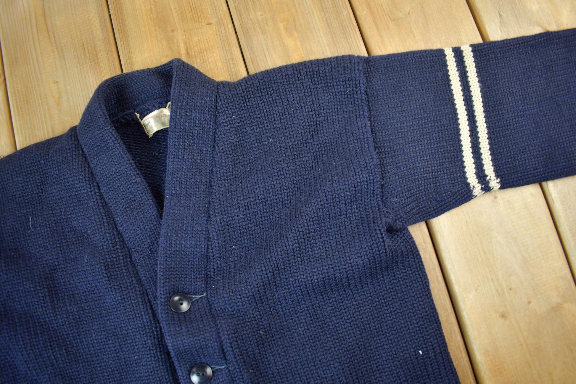 Vintage 1960s Collegiate Cardigan Knit Sweater