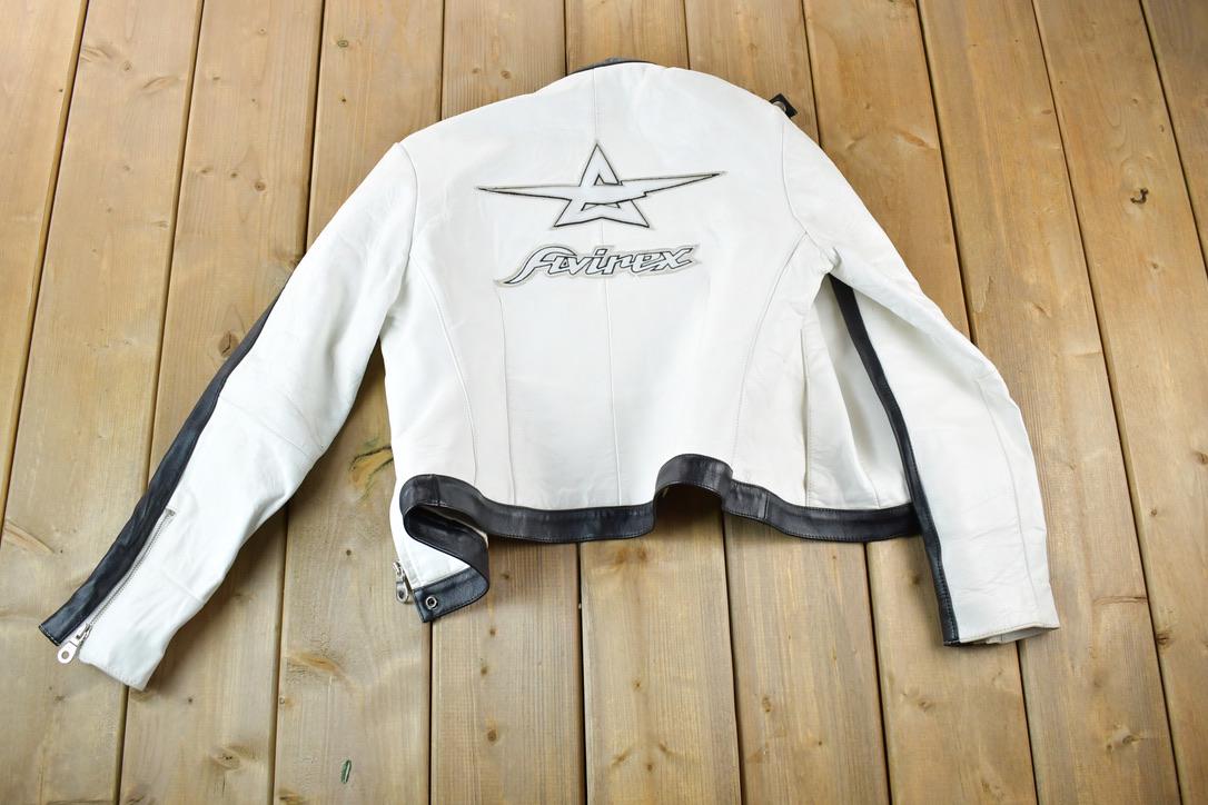 Vintage 1990s Womens Avirex Cafe Racer Leather Biker Jacket Made In USA
