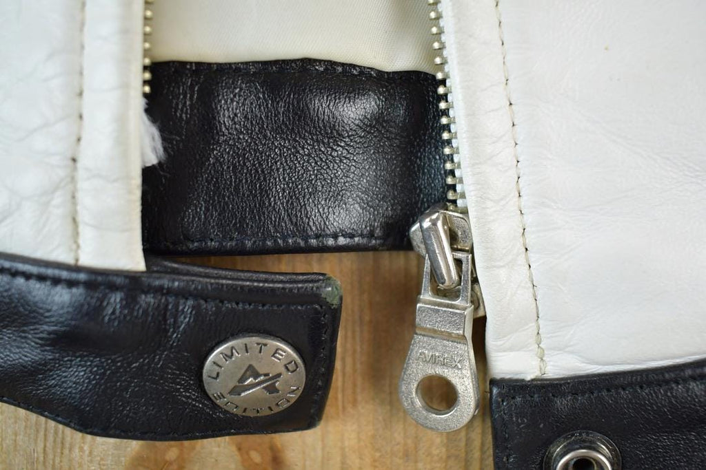 Vintage 1990s Womens Avirex Cafe Racer Leather Biker Jacket Made In USA