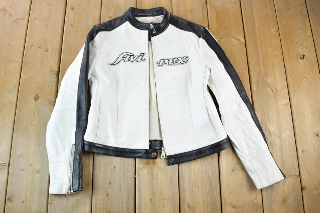 Vintage 1990s Womens Avirex Cafe Racer Leather Biker Jacket Made In USA